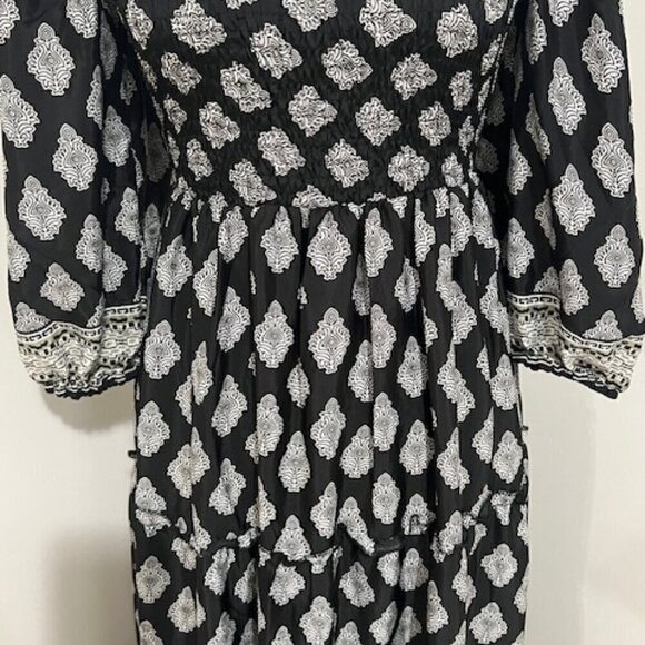 Anthropologie Me 2 Magic Floral Maxi Dress Black & White Peasant Boho Size M - Picture 3 of 5